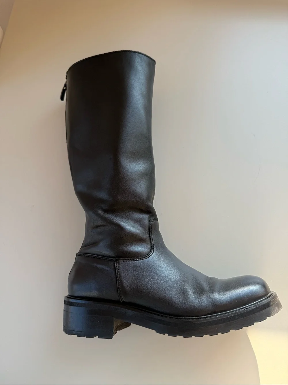 Mango High Leather Boots Black EU39 US8.5